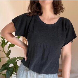 Organic cotton hemp cropped flutter sleeve circle creations top size xs